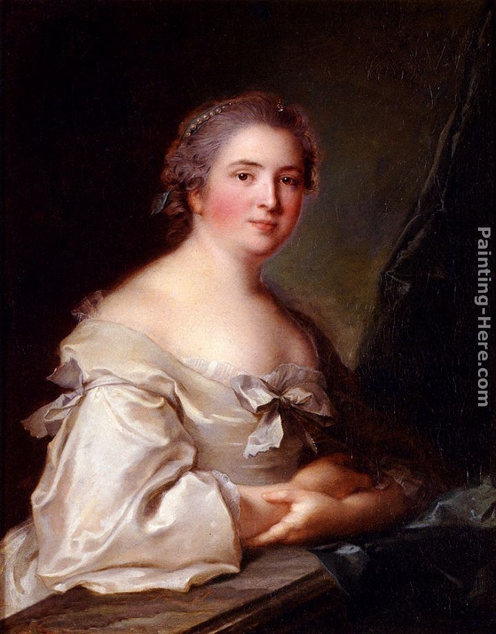 Jean Marc Nattier Portrait Of A Lady Leaning On A Balustrade